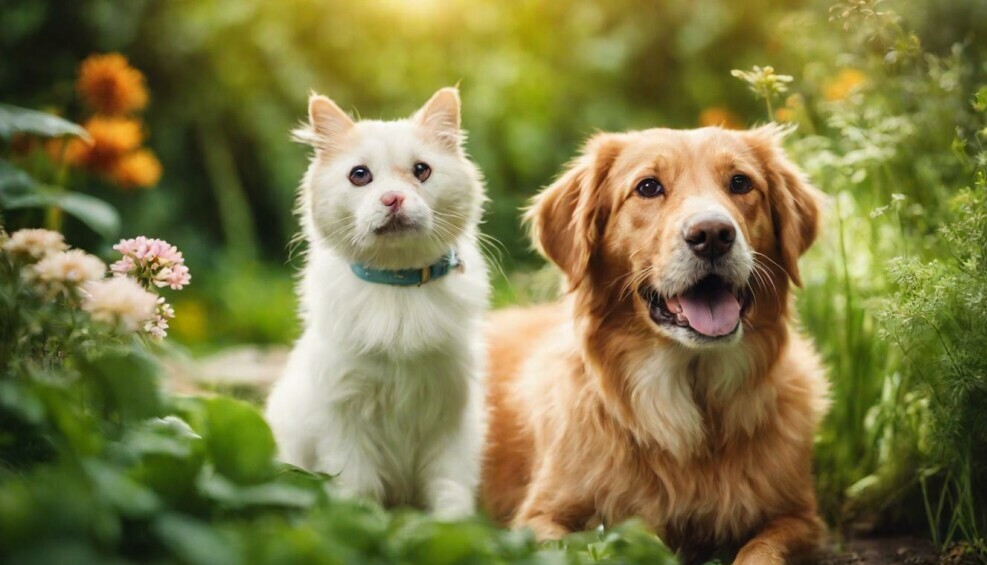 Playful dog and cat